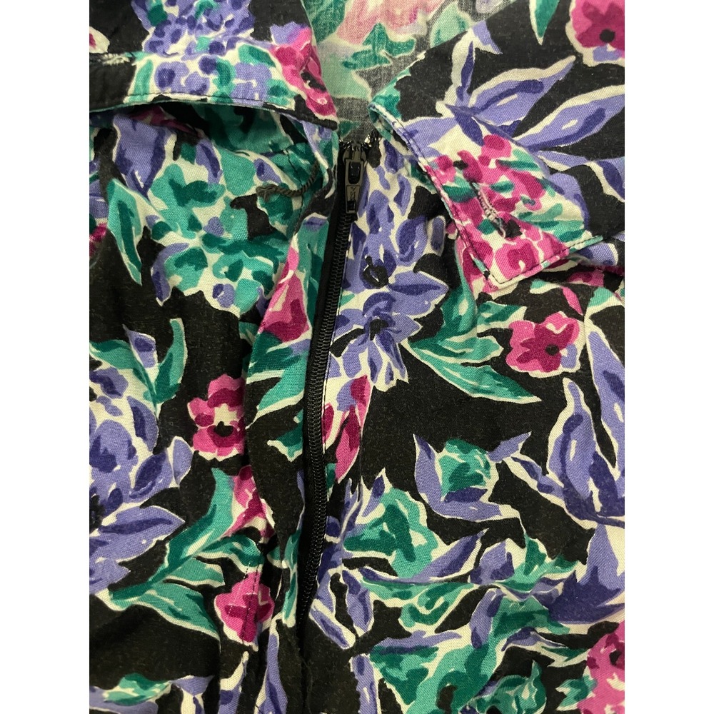 Crazy 4 U Womens Romper L Vintage Floral Short‎ Sleeve Tropical Summer Hippie - Picture 5 of 14